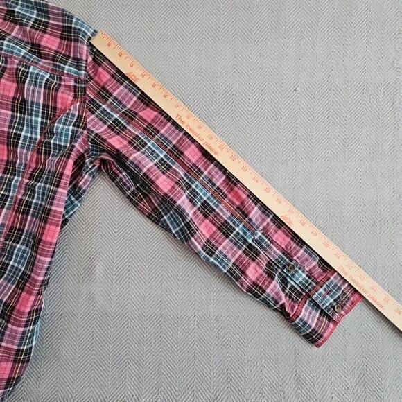 Old Navy Button-Up Shirt Women's Size XL Red Plaid Long Sleeve Contrast Thread - Picture 11 of 12